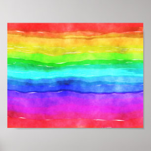 Rainbow Watercolor Tinte Streifen Poster