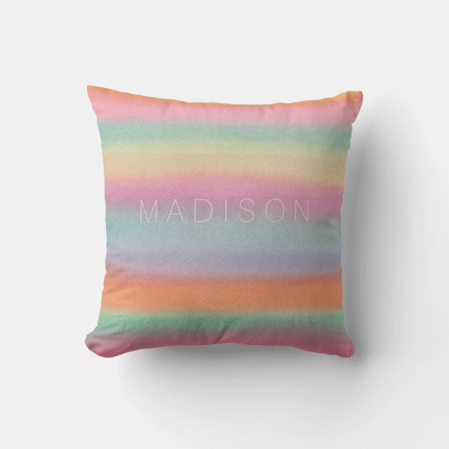 Rainbow Watercolor Wash Designer Kissen (Vorderseite)