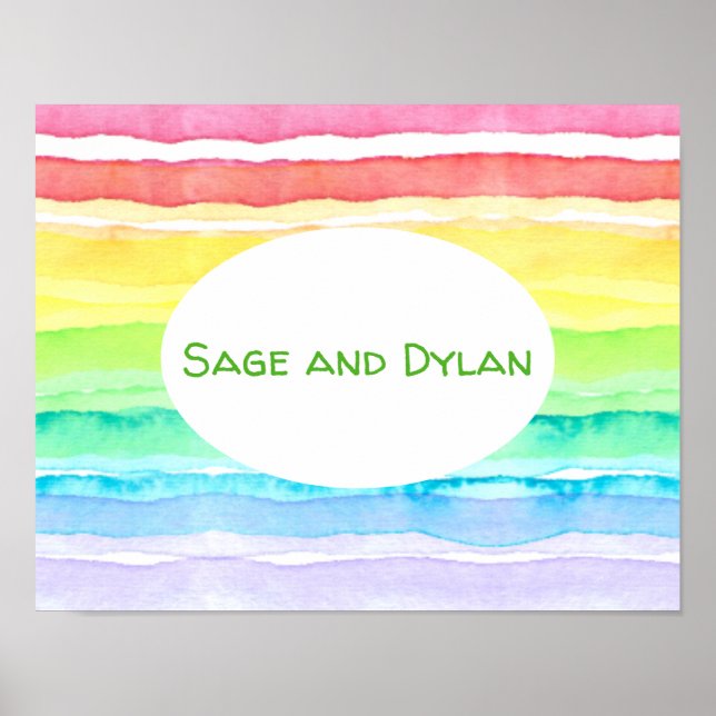 Rainbow Watercolor Wedding Poster (Vorne)