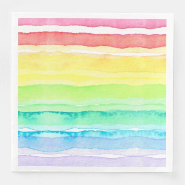 Rainbow Watercolor Wedding Serviette (Vorderseite)