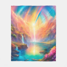 Rainbow waterfall landscape fleecedecke