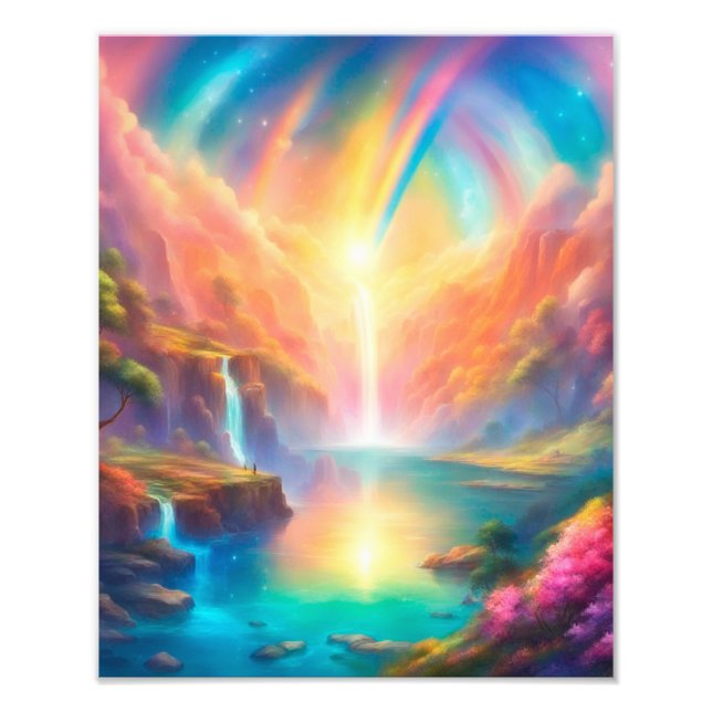 Rainbow waterfall landscape fotodruck (Vorne)