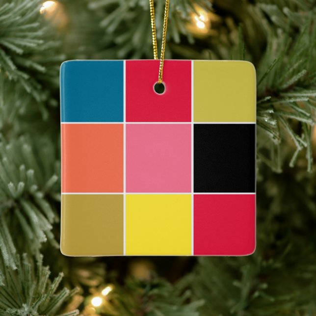 Rainbow Waterfall Squares Keramikornament (Baum)