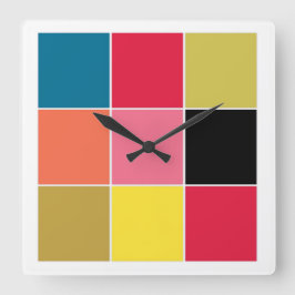 Rainbow Waterfall Squares Wall Clock Quadratische Wanduhr