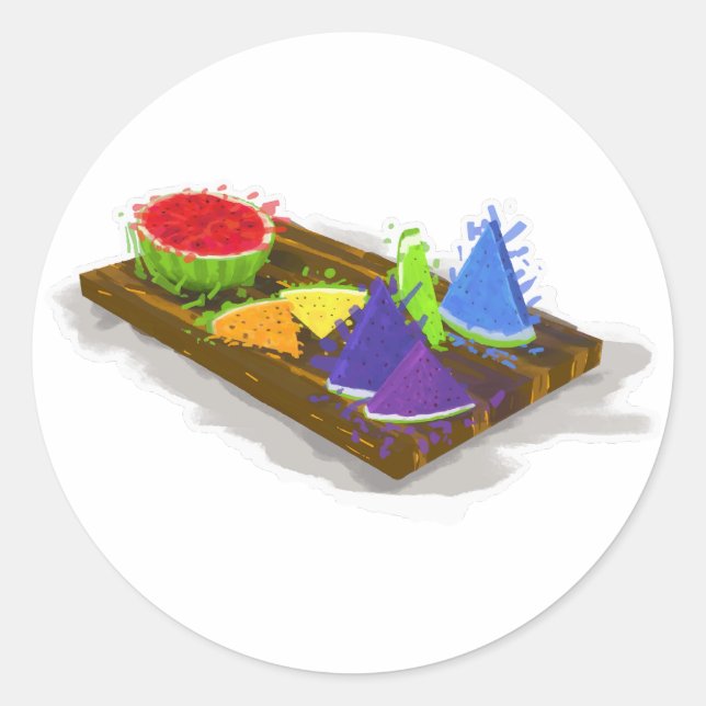 Rainbow Watermelon Runder Aufkleber (Vorderseite)
