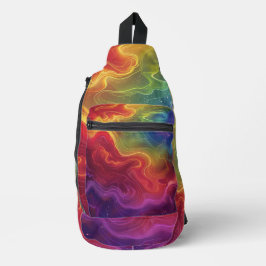 Rainbow Wave Form Digital Art Crossbody Bag