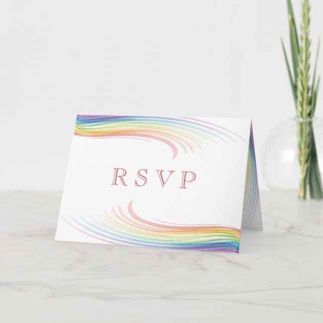 Rainbow Wave RSVP-Karte Einladung (Vorderseite)