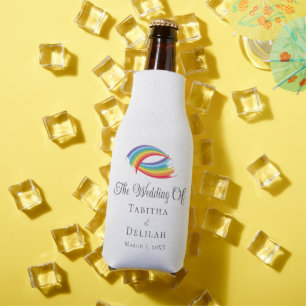 Rainbow Waves Beautiful Custom LGBT Wedding Flaschenkühler