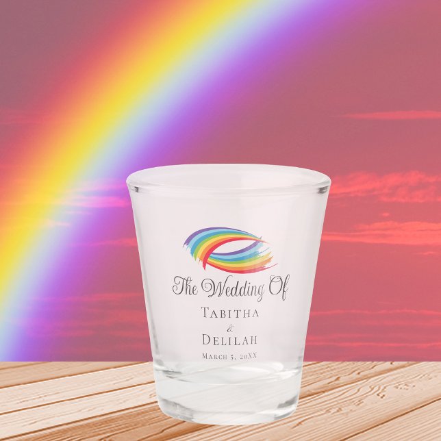 Rainbow Waves Beautiful Custom LGBT Wedding Schnapsglas (Von Creator hochgeladen)