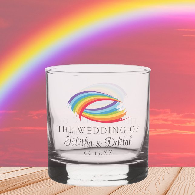 Rainbow Waves Beautiful Custom Wedding Whiskyglas (Von Creator hochgeladen)