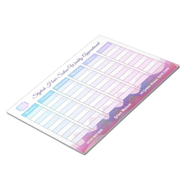 Rainbow-Waves-Notepad für die wöchentliche Bestell Notizblock (angewinkelt)