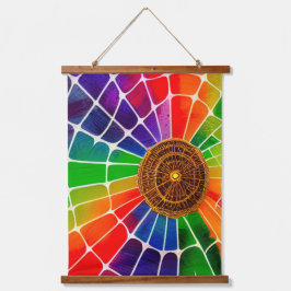 Rainbow Web Wandteppich Mit Holzrahmen