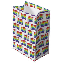 Rainbow Wedding Cake Slice Lila Heart LGBT Gay Mittlere Geschenktüte