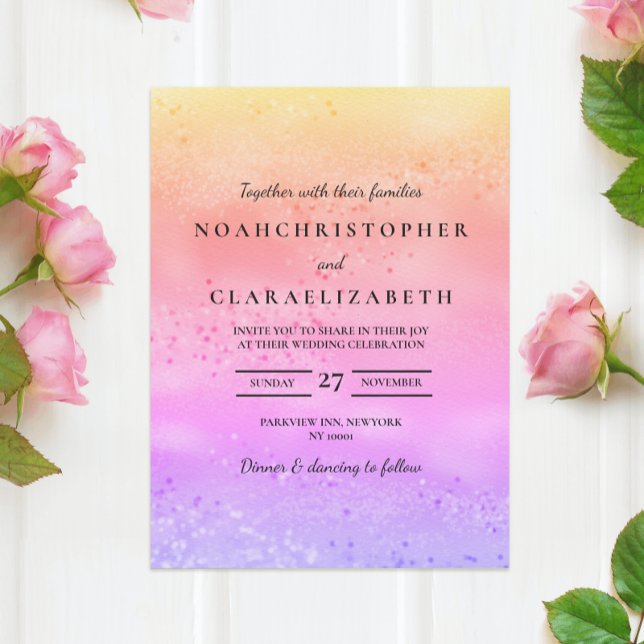 Rainbow Wedding Einladung Farbenfrohe trendige Lie (Von Creator hochgeladen)