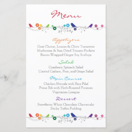 Rainbow Wedding Menu Birds Blume