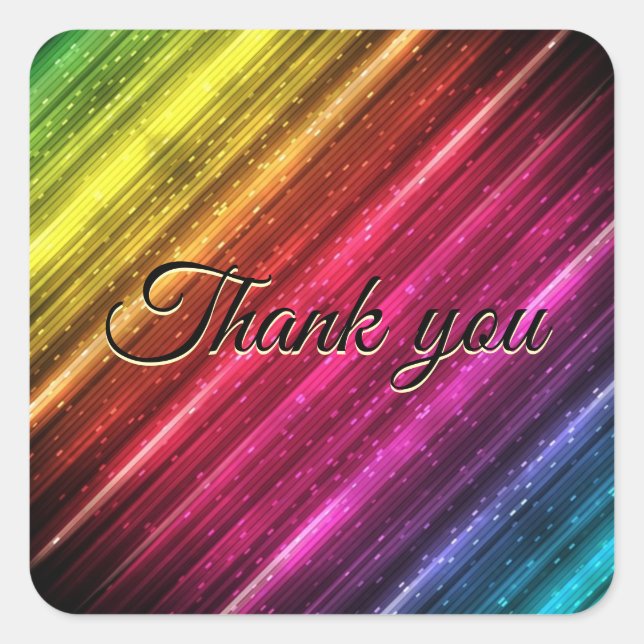 Rainbow Wedding Personalize Vielen Dank Quadratischer Aufkleber (Vorderseite)