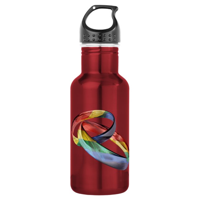 Rainbow Wedding Rings for Marriage Equality Trinkflasche (Vorderseite)