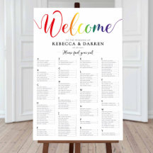 Rainbow Wedding Seating Chart Alphabethisch