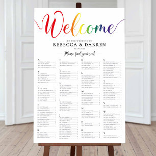 Rainbow Wedding Seating Chart Alphabethisch Poster