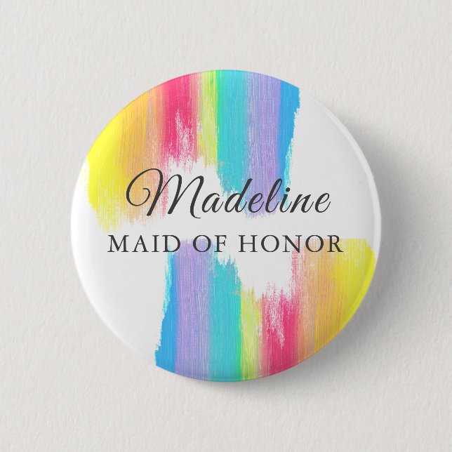 Rainbow Wedding Trauzeugin Individuelle Name Tag Button (Vorderseite)
