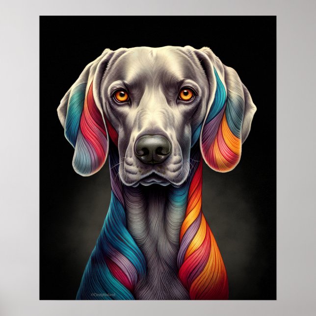 Rainbow Weimaraner Poster (Vorne)
