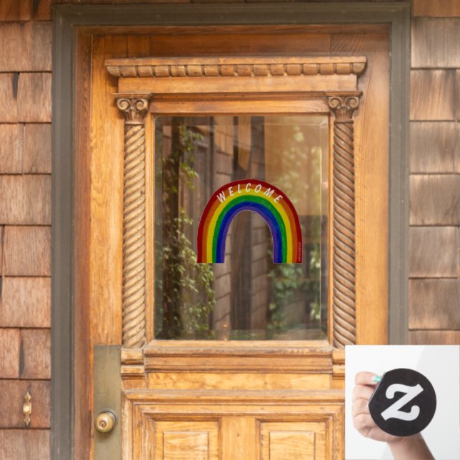 Rainbow Welcome Sign Fensteraufkleber (Haustür)