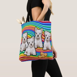 Rainbow Welpen Medium Tote Bag. Tasche