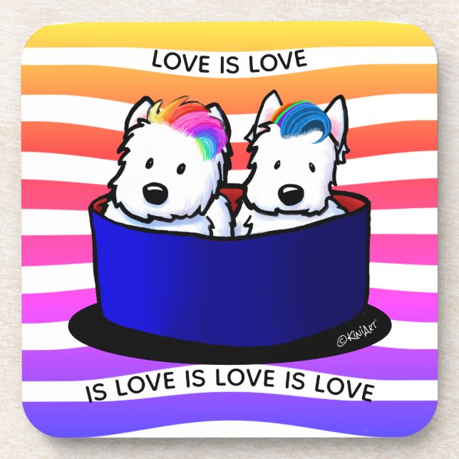 Rainbow Westies dessous de verre en plastique dur (Devant)