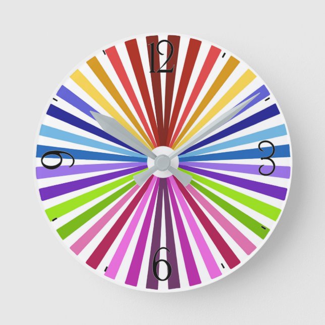 Rainbow Wheel Runde Wanduhr (Vorderseite)