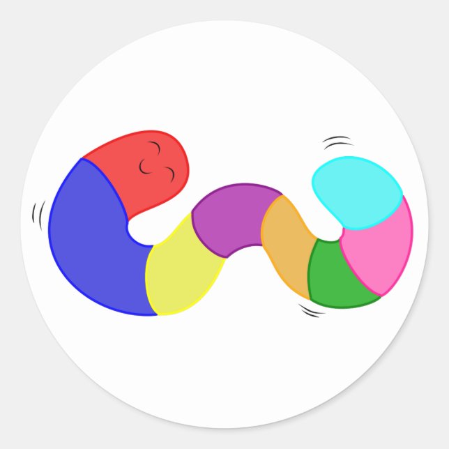 Rainbow Wiggle Worm Stickers (Vorderseite)