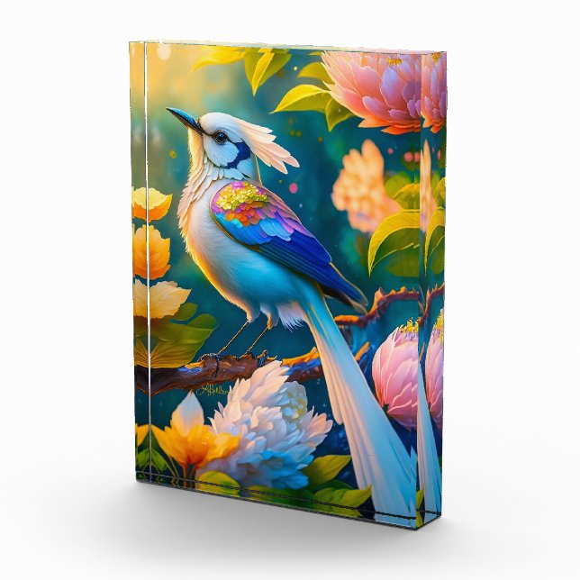 Rainbow Winged Jay Fantasy Bird Fotoblock (Rechts)