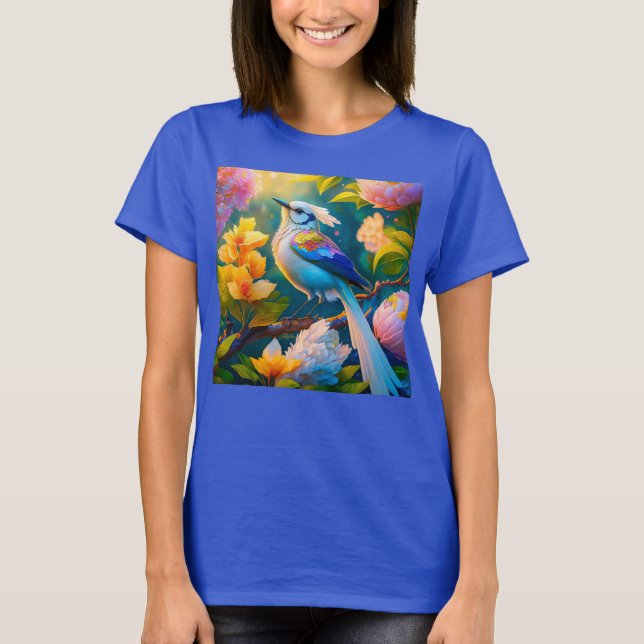 Rainbow Winged Jay Fantasy Bird T-Shirt (Vorderseite)