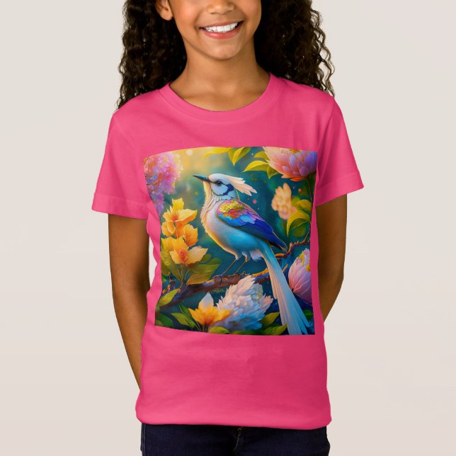 Rainbow Winged Jay Fantasy Bird T-Shirt (Vorderseite)
