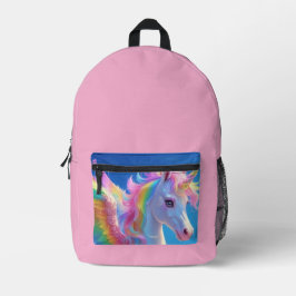Rainbow Winged Prancing Unicorn Bedruckter Rucksack