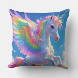 Rainbow Winged Prancing Unicorn Kissen