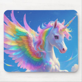 Rainbow Winged Prancing Unicorn Mousepad