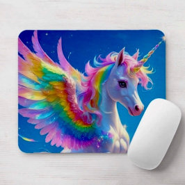 Rainbow Winged Prancing Unicorn Mousepad