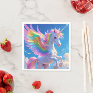 Rainbow Winged Prancing Unicorn Serviette