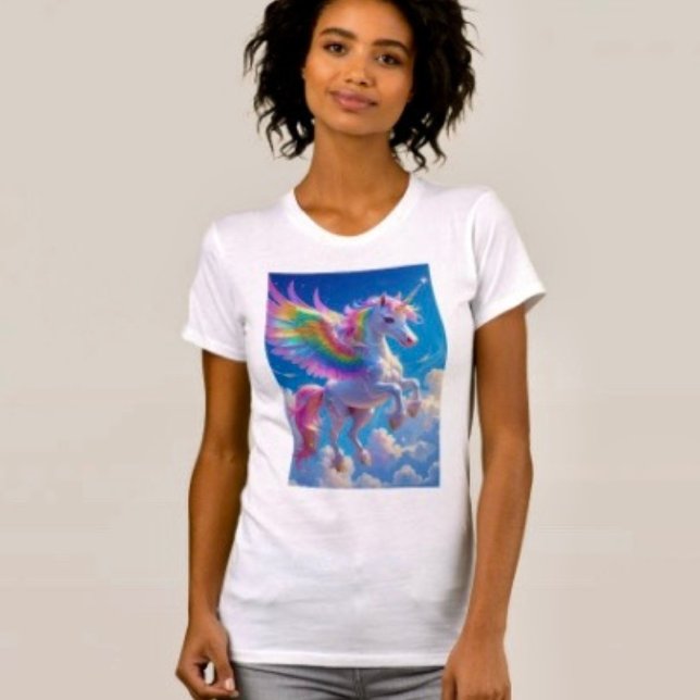 Rainbow Winged Prancing Unicorn T-Shirt (Von Creator hochgeladen)