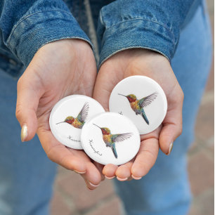 Rainbow Wings: Lebendige Kolibri-Kunst, individuel Button