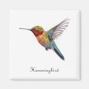 Rainbow Wings: Lebendige Kolibri-Kunst, individuel Magnet