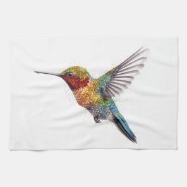 Rainbow Wings: Lebhafte Hummingbird Art Geschirrtuch