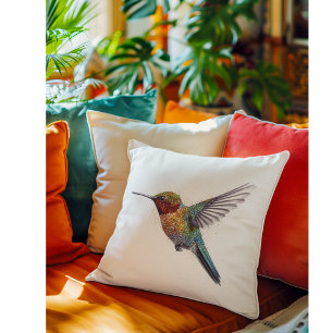 Rainbow Wings: Lebhafte Hummingbird Art Kissen