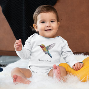 Rainbow Wings: Lebhafte Hummingbird Art, kundenspe Baby Strampler