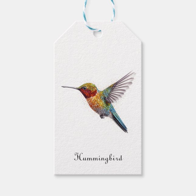 Rainbow Wings: Lebhafte Hummingbird Art, kundenspe Geschenkanhänger (Vorderseite)