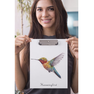 Rainbow Wings: Lebhafte Hummingbird Art, kundenspe Klemmbrett