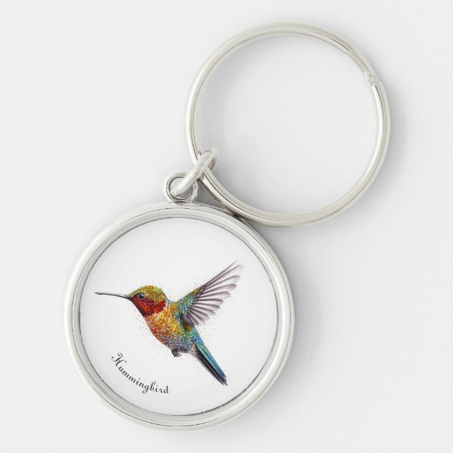 Rainbow Wings: Lebhafte Hummingbird Art, kundenspe Schlüsselanhänger (Vorne)