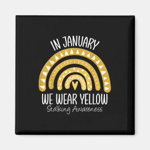 Rainbow Wir tragen Gelbe Stalking Awareness Month Magnet