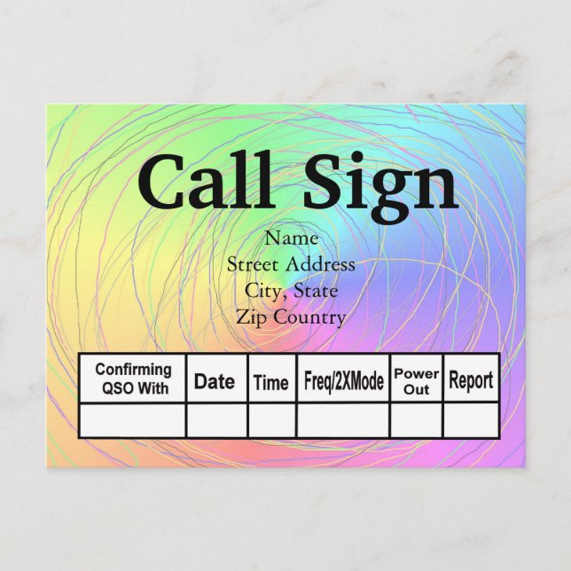 Rainbow & Wire Ham Radio QSL-Karten Postkarte (Vorderseite)
