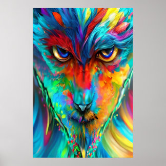 Rainbow Wolfman Poster - Psychedelische Abstrakte